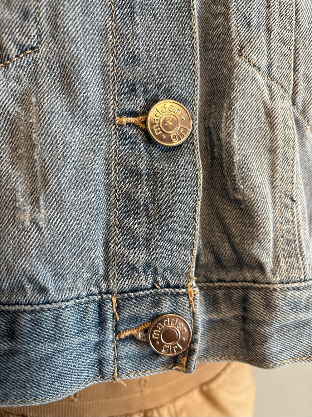 Cropped Light Blue Denim Jacket - Short Sleeve Jean Jacket - Picture 5 of 11
